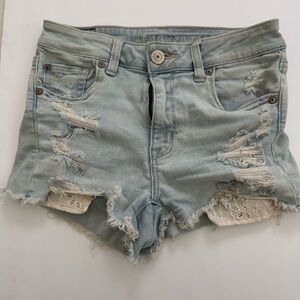 American Eagle Outfitters Light Blue Ripped Jean Shorts